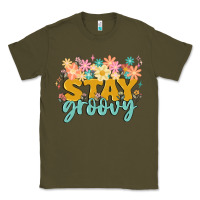 Army Green stay groovy Classic Tee - MaliasSmallBusiness