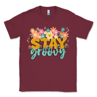 Burgundy stay groovy Classic Tee - MaliasSmallBusiness