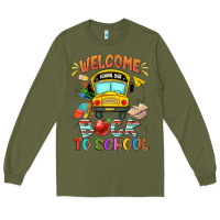 Army Green welcome back to school with school bus Long Sleeve Tee - NancyCooperArtShop