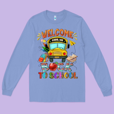 Welcome Back To School With School Bus Long Sleeve Tee Designed By Nancycooperartshop