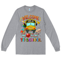 Heather Grey welcome back to school with school bus Long Sleeve Tee - NancyCooperArtShop