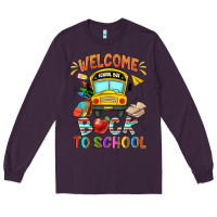 Plum welcome back to school with school bus Long Sleeve Tee - NancyCooperArtShop