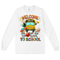 White welcome back to school with school bus Long Sleeve Tee - NancyCooperArtShop