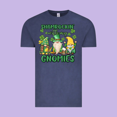 Shamrock With My Gnomies Vintage Tee Designed By Maliassmallbusiness