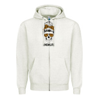Oatmeal Heather Sunflower Mom Skull Zipper Hoodie - Bettercallsaul