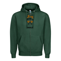 Sports Green Sunflower Mom Skull Zipper Hoodie - Bettercallsaul