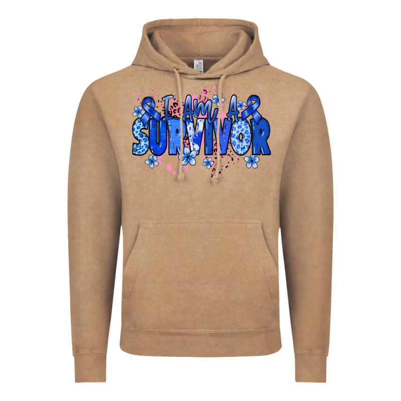 I Am A Survivor Colon Cancer Blue Ribbon Vintage Hoodie by NancyCooperArtShop | Teevron