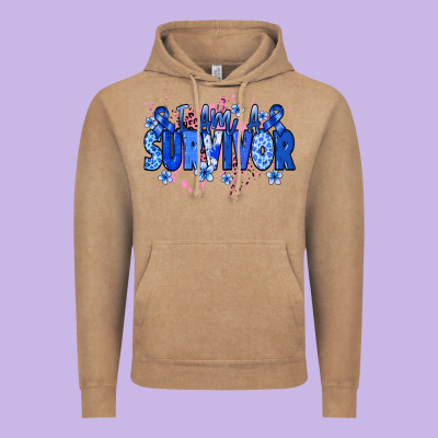 I Am A Survivor Colon Cancer Blue Ribbon Vintage Hoodie Designed By Nancycooperartshop