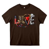 Chocolate Brown america nurse Heavy Core Tee - CowhideDigitalArt