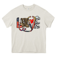Cream america nurse Heavy Core Tee - CowhideDigitalArt