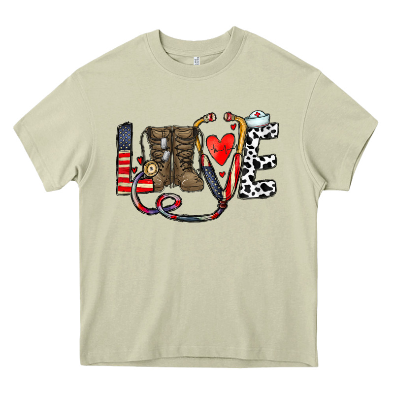 America Nurse Heavy Core Tee by CowhideDigitalArt | Teevron