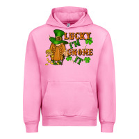 Fuchsia Pink lucky i'm gnome it St. Patricks Day Urban Hoodie - FaDigitalArtStudio