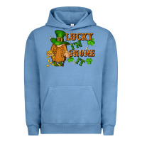 Pigment Pebble Blue lucky i'm gnome it St. Patricks Day Urban Hoodie - FaDigitalArtStudio