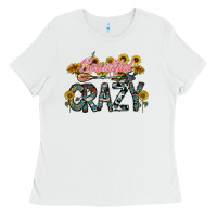 White beautiful crazy Ladies Tee - CowhideDigitalArt