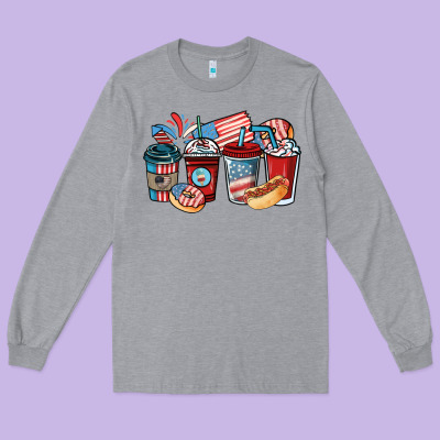 4th Of July Coffee Cups Long Sleeve Tee Designed By Nancycooperartshop
