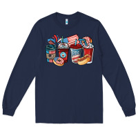 Navy 4th of july coffee cups Long Sleeve Tee - NancyCooperArtShop