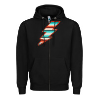 Black Teal and Orange Serape Lightning Zipper Hoodie - Bettercallsaul