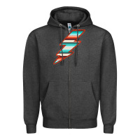 Charcoal Heather Teal and Orange Serape Lightning Zipper Hoodie - Bettercallsaul