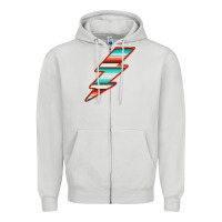 Dove Grey Teal and Orange Serape Lightning Zipper Hoodie - Bettercallsaul