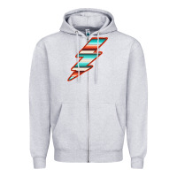 Heather Grey Teal and Orange Serape Lightning Zipper Hoodie - Bettercallsaul