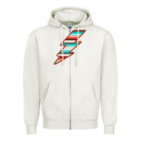 Teal And Orange Serape Lightning Zipper Hoodie | Teevron
