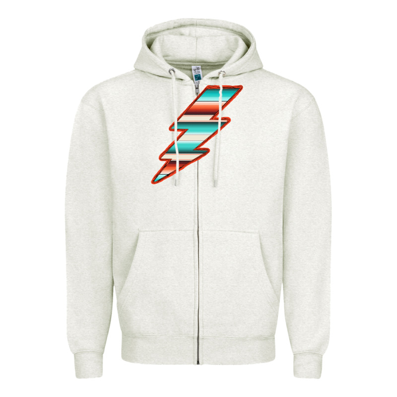 Teal And Orange Serape Lightning Zipper Hoodie by Bettercallsaul | Teevron