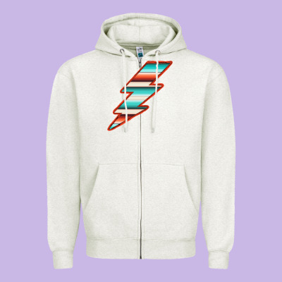 Teal And Orange Serape Lightning Zipper Hoodie Designed By Bettercallsaul