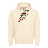 Sandshell Teal and Orange Serape Lightning Zipper Hoodie - Bettercallsaul