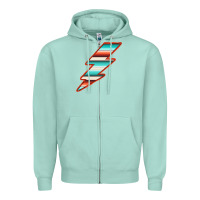 Seafoam Teal and Orange Serape Lightning Zipper Hoodie - Bettercallsaul