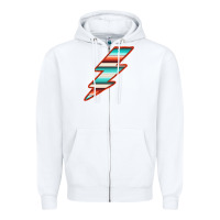 White Teal and Orange Serape Lightning Zipper Hoodie - Bettercallsaul