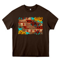 Chocolate Brown aztec and leopard background Heavy Core Tee - HRA Design Shop