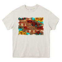 Cream aztec and leopard background Heavy Core Tee - HRA Design Shop