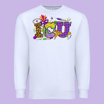 Mardi Gras Icu Nurse Premium Sweatshirt Designed By Howdyjamesfarm