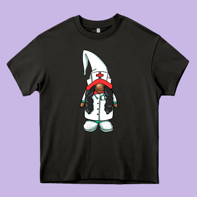 African American Nurse Gnome Heavy Core Tee Designed By Barkaloodesign
