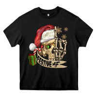 Black festive af christmas skull Heavy Core Tee - FaDigitalArtStudio
