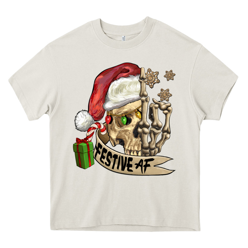 Festive Af Christmas Skull Heavy Core Tee by FaDigitalArtStudio | Teevron