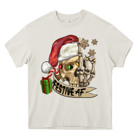Cream festive af christmas skull Heavy Core Tee - FaDigitalArtStudio