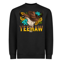 Black yeehaw bull skull Heavyweight Sweatshirt - NancyCooperArtShop