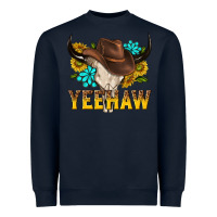 Navy yeehaw bull skull Heavyweight Sweatshirt - NancyCooperArtShop