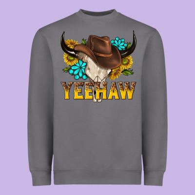 Yeehaw Bull Skull Heavyweight Sweatshirt Designed By Nancycooperartshop