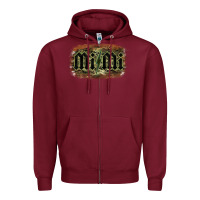 Burgundy Camouflage Patterned Mimi Tried Zipper Hoodie - Bettercallsaul