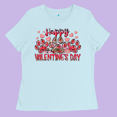 Happy Valentines Day Dog Pet Ladies Tee Designed By Racoondesign