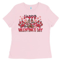 Bubblegum Pink happy valentines day dog pet Ladies Tee - RacoonDesign