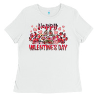 White happy valentines day dog pet Ladies Tee - RacoonDesign