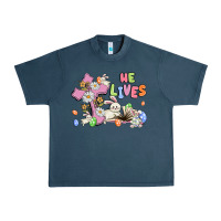 Midnight Navy he lives with bunnys and eggs Urban Heavy Tee - MaliasSmallBusiness