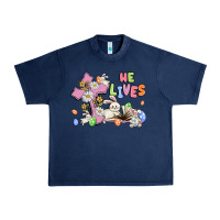 Navy he lives with bunnys and eggs Urban Heavy Tee - MaliasSmallBusiness