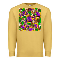 Antique Gold Mardi Gras jester had and crawfish with leopard pa Premium Sweatshirt - HowdyJamesFarm