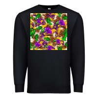 Black Mardi Gras jester had and crawfish with leopard pa Premium Sweatshirt - HowdyJamesFarm