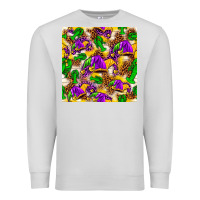 Dove Grey Mardi Gras jester had and crawfish with leopard pa Premium Sweatshirt - HowdyJamesFarm
