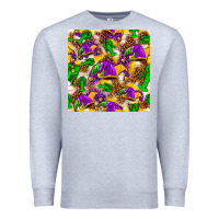 Heather Grey Mardi Gras jester had and crawfish with leopard pa Premium Sweatshirt - HowdyJamesFarm